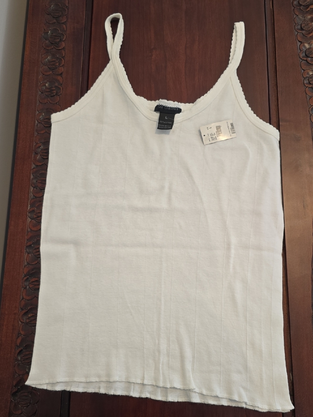 The Limited White Ribbed Spaghetti Strap Camisole